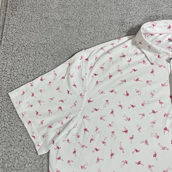 Johnnie O Polo Shirt Mens 2XL All Over Print Golf Performance Flamingo Stretch - Picture 3 of 8